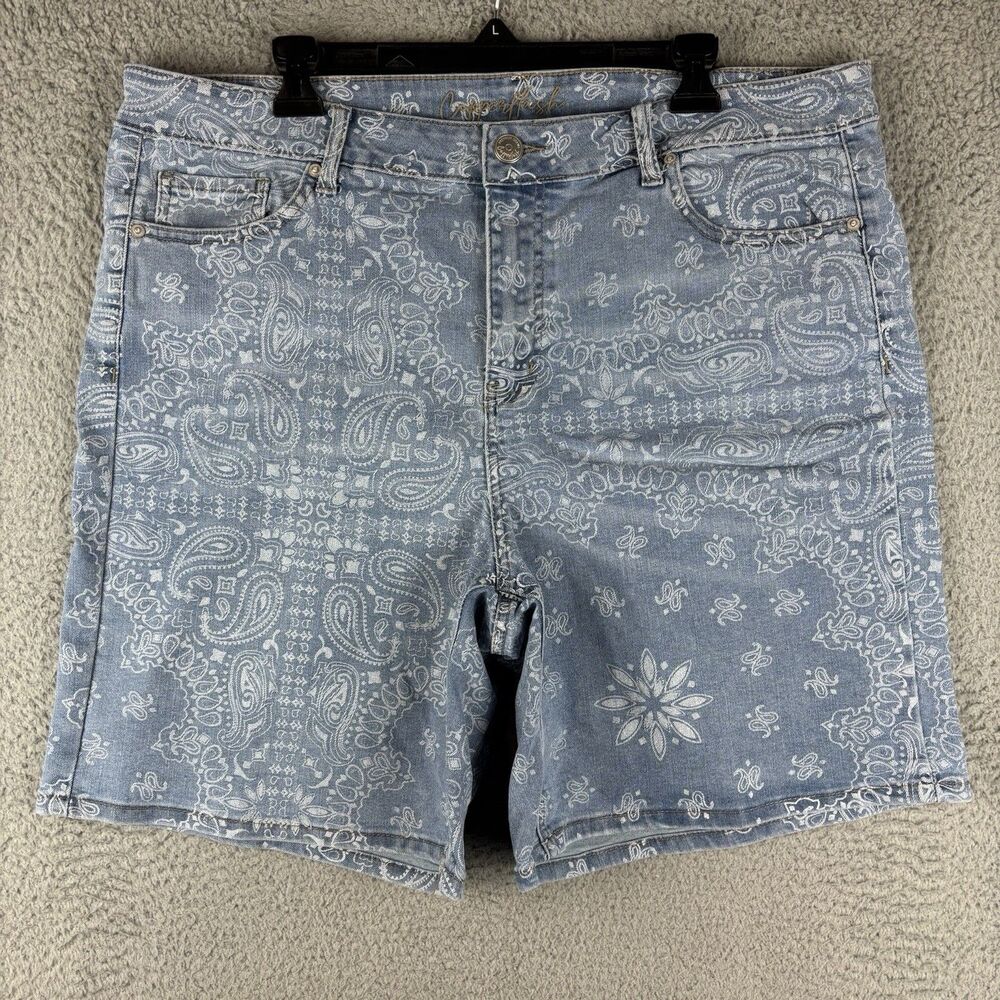 Copper Flash Denim Shorts Women's Size 20W Paisley Design Pockets